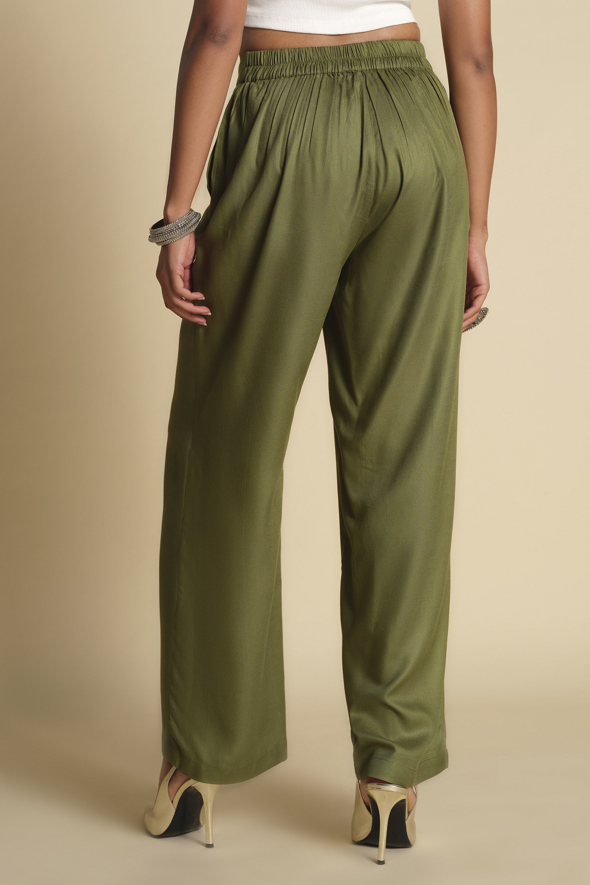 Straight Fit Sage Green Pants, Sage Green, image 3